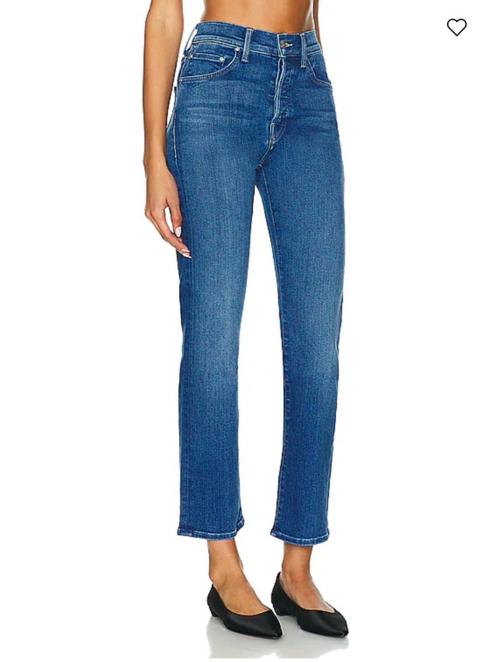 MOTHER High-Rise Straight-Leg Jeans in Medium Blue Wash